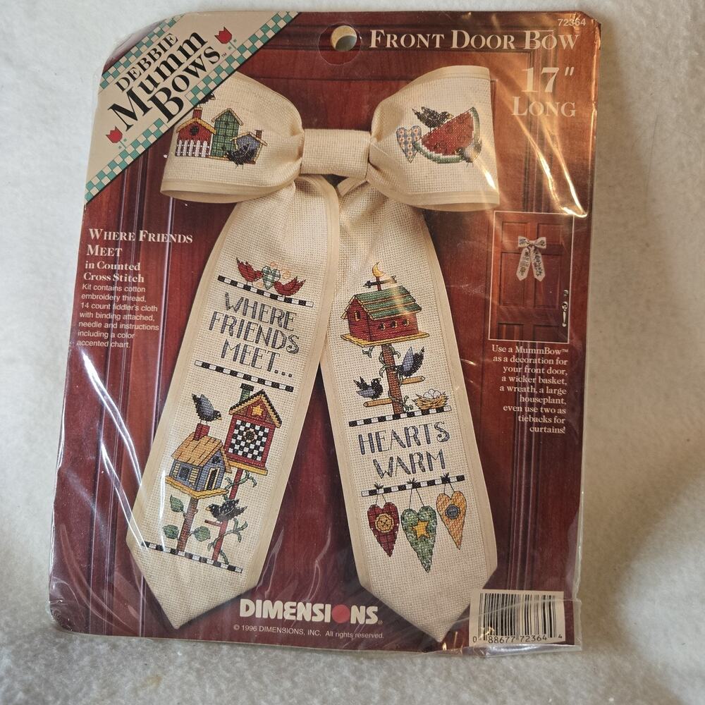 DIMENSIONS Counted Cross-Stitch 72364 Front Door Bow WHERE FRIENDS MEET 17" NEW